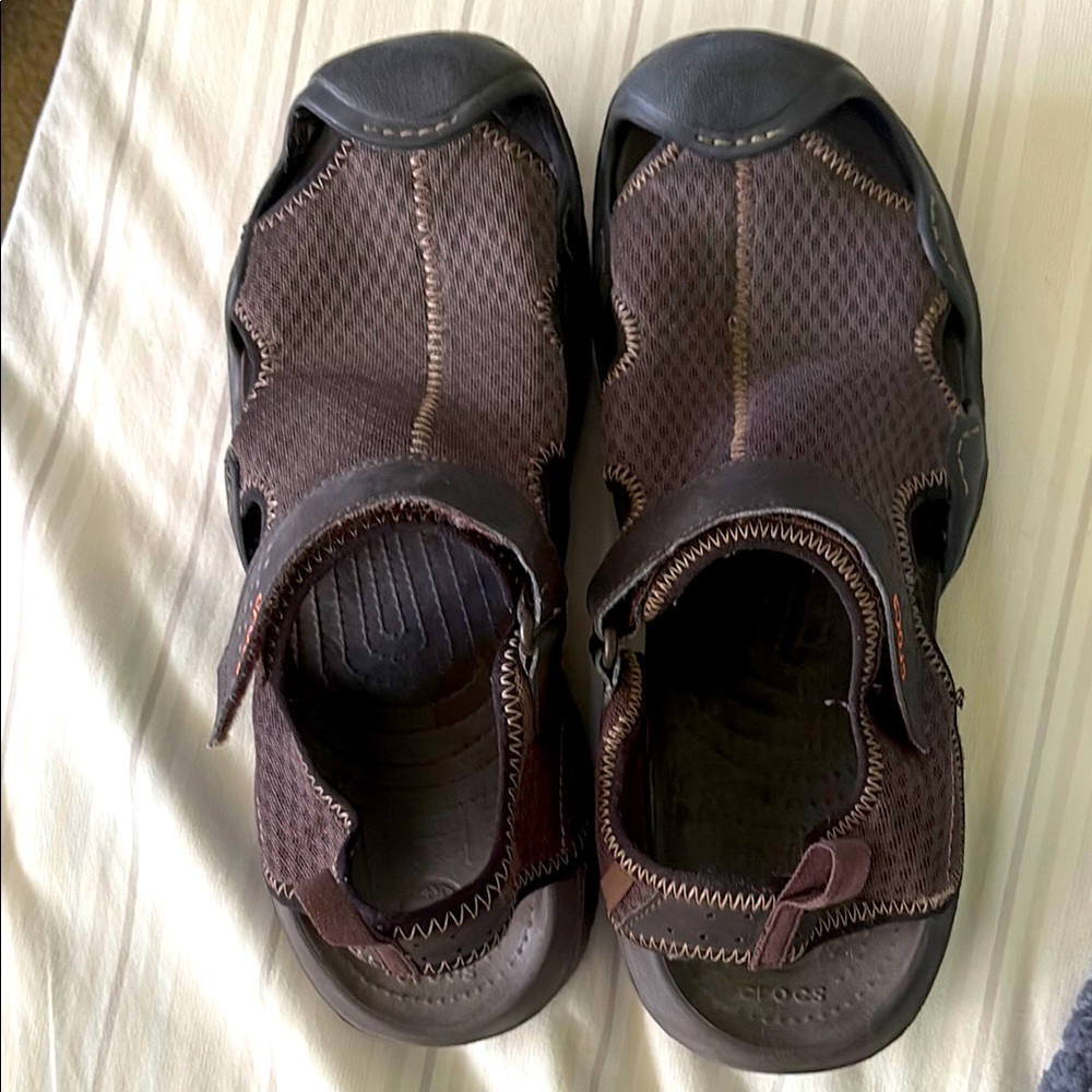 CROCS Dark Brown Mesh Sandals -ONLY WORN A COUPLE TIMES-